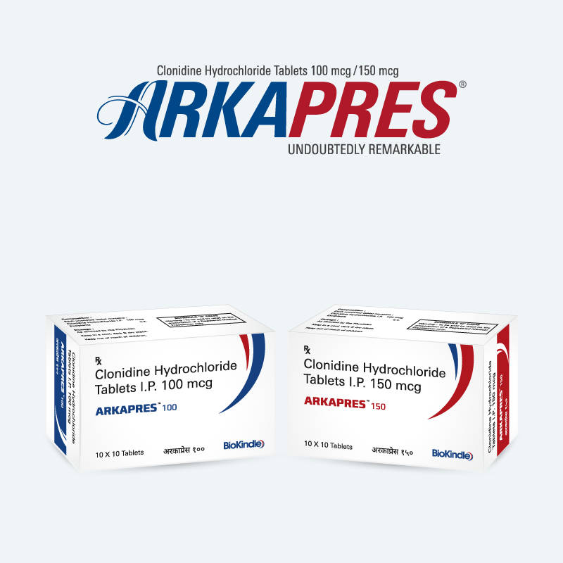 Arkapres Clonidine Hydrochloride Tablets IP 100 mcg/150 mcg