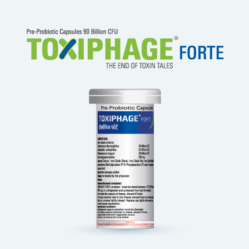 TOXIPHAGE FORTE Pre Probiotic Capsules 90 Billion CFU Vegetarian Capsules
